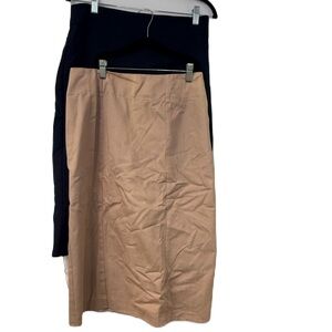 Black and Tan Midi Pencil Skirt for Casual Work